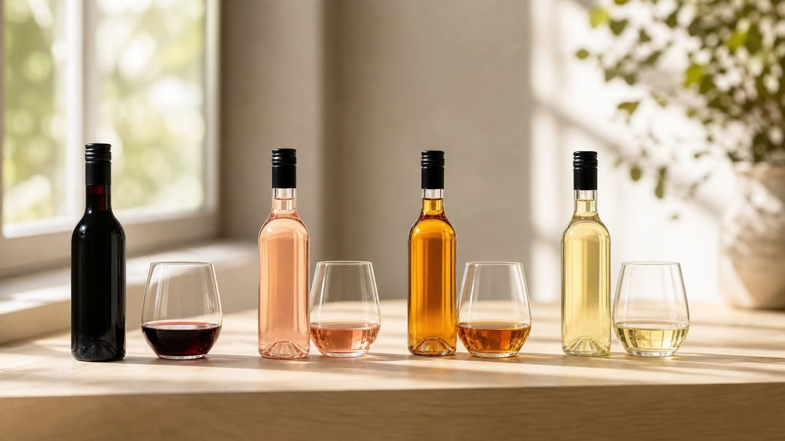 A Club Flight — four sample bottles poured into tasting glasses, side by side